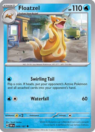 Floatzel - 049/197 - Uncommon - Obsidian Flames - Pokemon - NM/M