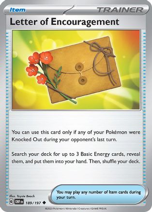 Letter of Encouragement - 189/197 - Uncommon - Obsidian Flames - Pokemon - NM/M
