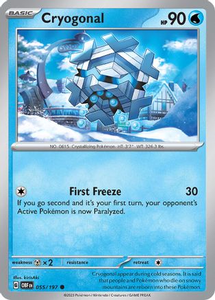 Cryogonal - 055/197 - Common - Obsidian Flames - Pokemon - NM/M