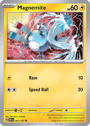 Magnemite - 063/197 - Reverse Holo Common - Obsidian Flames - Pokemon - NM/M