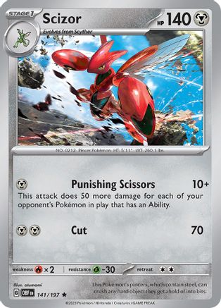Scizor - 141/197 - Holo Rare - Obsidian Flames - Pokemon - NM/M