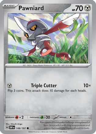Pawniard - 148/197 - Common - Obsidian Flames - Pokemon - NM/M