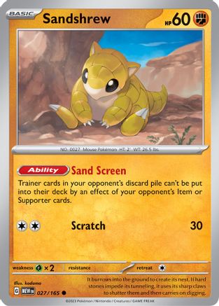 Sandshrew - 027/165 - Reverse Holo Common - Scarlet & Violet 151 - Pokemon - NM/M