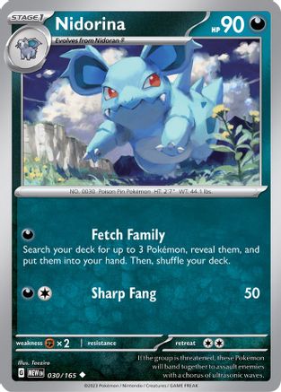 Nidorina - 030/165 - Reverse Holo Uncommon - Scarlet & Violet 151 - Pokemon - NM/M
