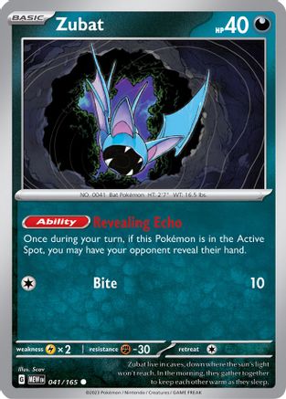 Zubat - 041/165 - Reverse Holo Common - Scarlet & Violet 151 - Pokemon - NM/M