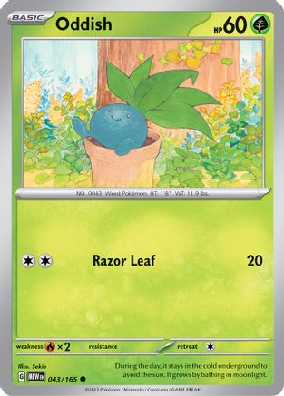 Oddish - 043/165 - Reverse Holo Common - Scarlet & Violet 151 - Pokemon - NM/M