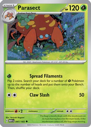 Parasect - 047/165 - Reverse Holo Uncommon - Scarlet & Violet 151 - Pokemon - NM/M