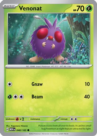 Venonat - 048/165 - Reverse Holo Common - Scarlet & Violet 151 - Pokemon - NM/M