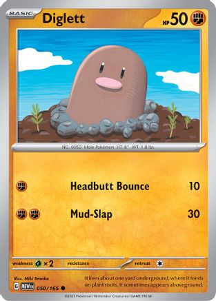 Diglett - 050/165 - Reverse Holo Common - Scarlet & Violet 151 - Pokemon - NM/M