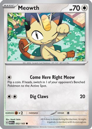 Meowth - 052/165 - Common - Scarlet & Violet 151 - Pokemon - NM/M