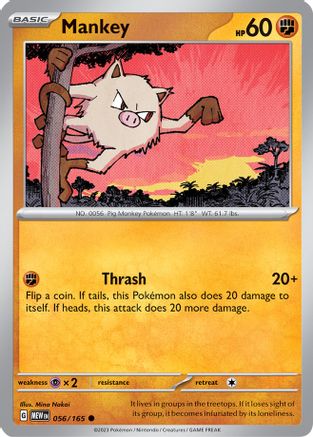 Mankey - 056/165 - Reverse Holo Common - Scarlet & Violet 151 - Pokemon - NM/M
