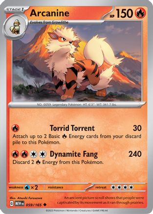 Arcanine - 059/165 - Reverse Holo Uncommon - Scarlet & Violet 151 - Pokemon - NM/M