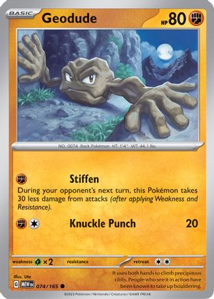 Geodude - 074/165 - Reverse Holo Common - Scarlet & Violet 151 - Pokemon - NM/M
