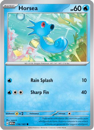 Horsea - 116/165 - Reverse Holo Common - Scarlet & Violet 151 - Pokemon - NM/M