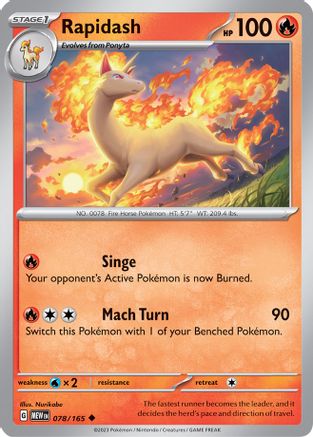 Rapidash - 078/165 - Reverse Holo Uncommon - Scarlet & Violet 151 - Pokemon - NM/M