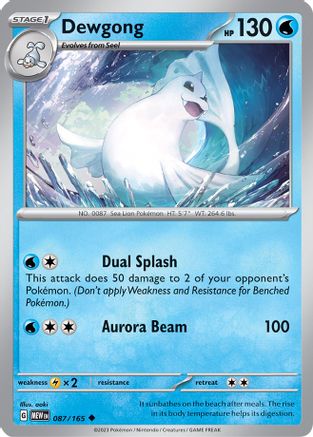 Dewgong - 087/165 - Reverse Holo Uncommon - Scarlet & Violet 151 - Pokemon - NM/M