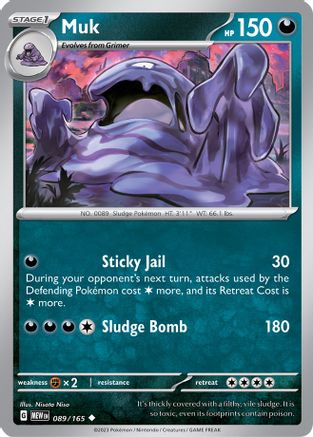 Muk - 089/165 - Reverse Holo Uncommon - Scarlet & Violet 151 - Pokemon - NM/M