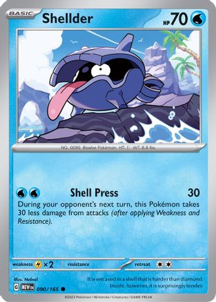 Shellder - 090/165 - Reverse Holo Common - Scarlet & Violet 151 - Pokemon - NM/M
