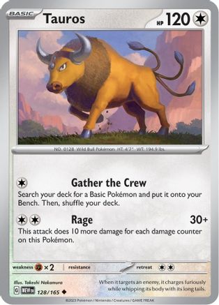 Tauros - 128/165 - Reverse Holo Uncommon - Scarlet & Violet 151 - Pokemon - NM/M