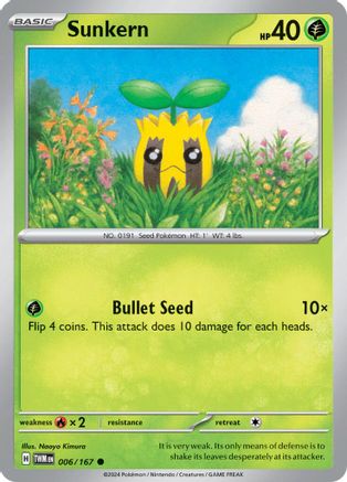 Sunkern 006/167 - Reverse Holofoil SV06 Twilight Masquerade - Common