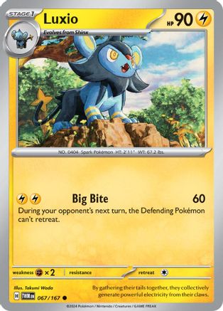 Luxio 067/167 - Reverse Holofoil SV06 Twilight Masquerade - Common