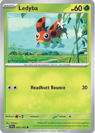 Ledyba - 002/142 - Reverse Holo Common - Stellar Crown - Pokemon - NM/M
