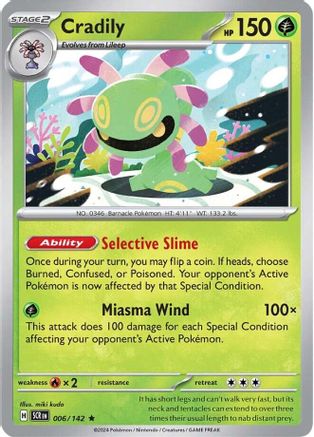Cradily - 006/142 - Reverse Holo Rare - Stellar Crown - Pokemon - NM/M