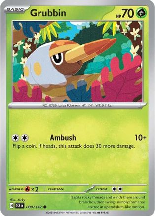 Grubbin - 009/142 - Reverse Holo Common - Stellar Crown - Pokemon - NM/M