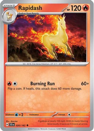 Rapidash - 020/142 - Reverse Holo Uncommon - Stellar Crown - Pokemon - NM/M