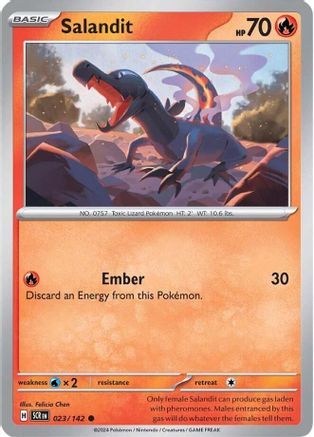 Salandit - 023/142 - Reverse Holo Common - Stellar Crown - Pokemon - NM/M