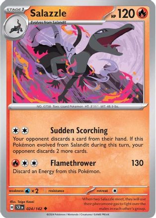 Salazzle - 024/142 - Reverse Holo Uncommon - Stellar Crown - Pokemon - NM/M