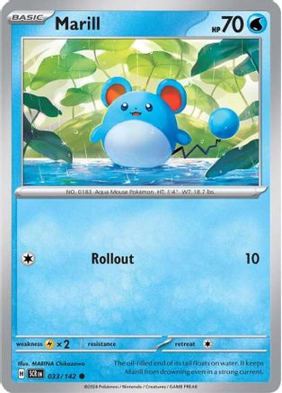 Marill - 033/142 - Reverse Holo Common - Stellar Crown - Pokemon - NM/M