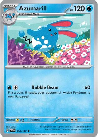 Azumarill - 034/142 - Reverse Holo Uncommon - Stellar Crown - Pokemon - NM/M