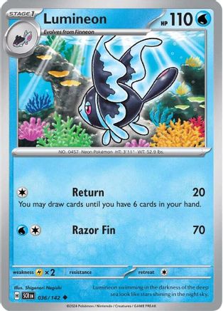 Lumineon - 036/142 - Reverse Holo Uncommon - Stellar Crown - Pokemon - NM/M