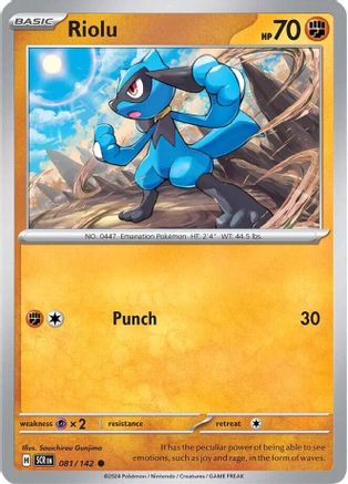 Riolu - 081/142 - Reverse Holo Common - Stellar Crown - Pokemon - NM/M