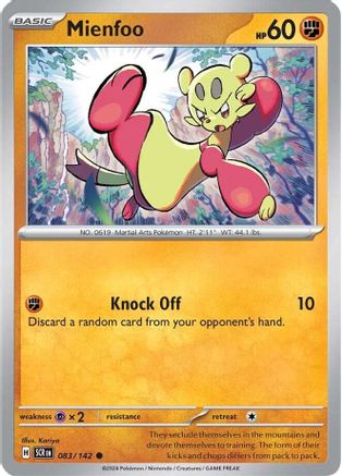 Mienfoo - 083/142 - Reverse Holo Common - Stellar Crown - Pokemon - NM/M
