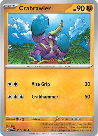 Crabrawler - 087/142 - Reverse Holo Common - Stellar Crown - Pokemon - NM/M