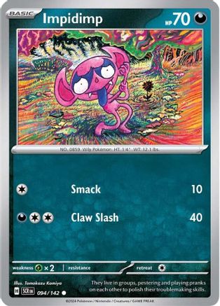 Impidimp - 094/142 - Reverse Holo Common - Stellar Crown - Pokemon - NM/M