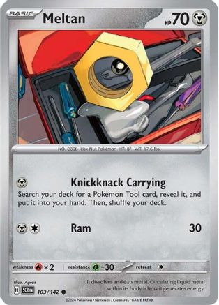 Meltan - 103/142 - Reverse Holo Common - Stellar Crown - Pokemon - NM/M