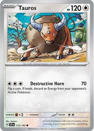 Tauros - 112/142 - Reverse Holo Common - Stellar Crown - Pokemon - NM/M
