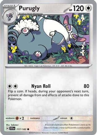 Purugly - 117/142 - Reverse Holo Common - Stellar Crown - Pokemon - NM/M