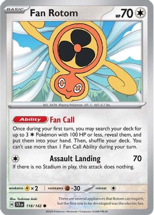Fan Rotom - 118/142 - Reverse Holo Common - Stellar Crown - Pokemon - NM/M