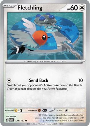 Fletchling - 121/142 - Reverse Holo Common - Stellar Crown - Pokemon - NM/M