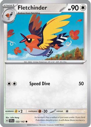 Fletchinder - 122/142 - Reverse Holo Common - Stellar Crown - Pokemon - NM/M