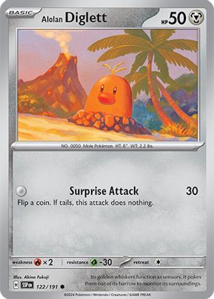 Alolan Diglett - 122/191 - Reverse Holo Common - Surging Sparks - Pokemon - NM/M