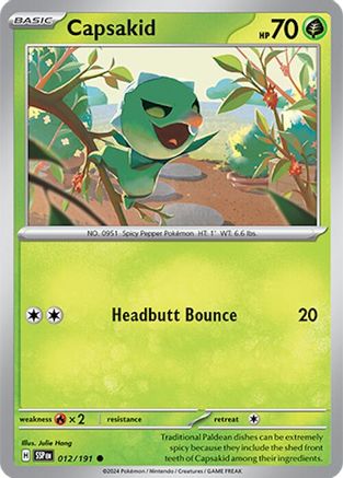 Capsakid - 012/191 - Reverse Holo Common - Surging Sparks - Pokemon - NM/M