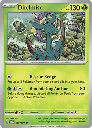 Dhelmise - 010/191 - Reverse Holo Common - Surging Sparks - Pokemon - NM/M