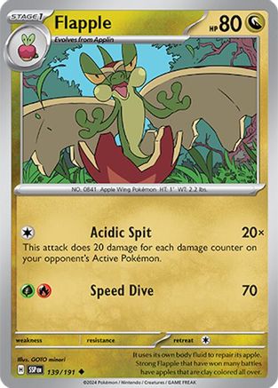 Flapple - 139/191 - Reverse Holo Uncommon - Surging Sparks - Pokemon - NM/M