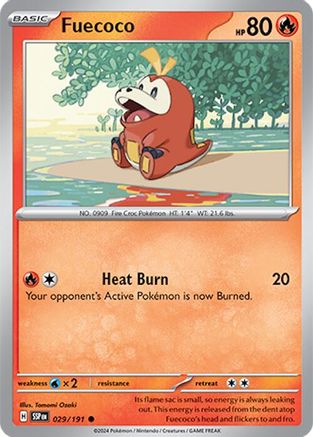Fuecoco - 029/191 - Reverse Holo Common - Surging Sparks - Pokemon - NM/M