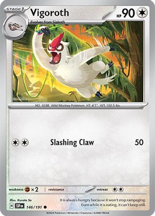 Vigoroth - 146/191 - Reverse Holo Common - Surging Sparks - Pokemon - NM/M
